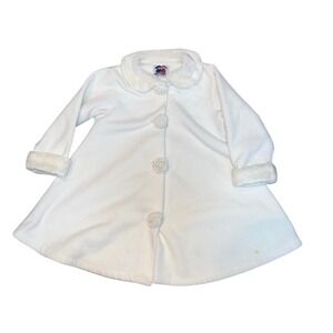 Vintage Y2K Pete's Partner A Good Lad Company White Fleece Coat Faux Fur Size 6